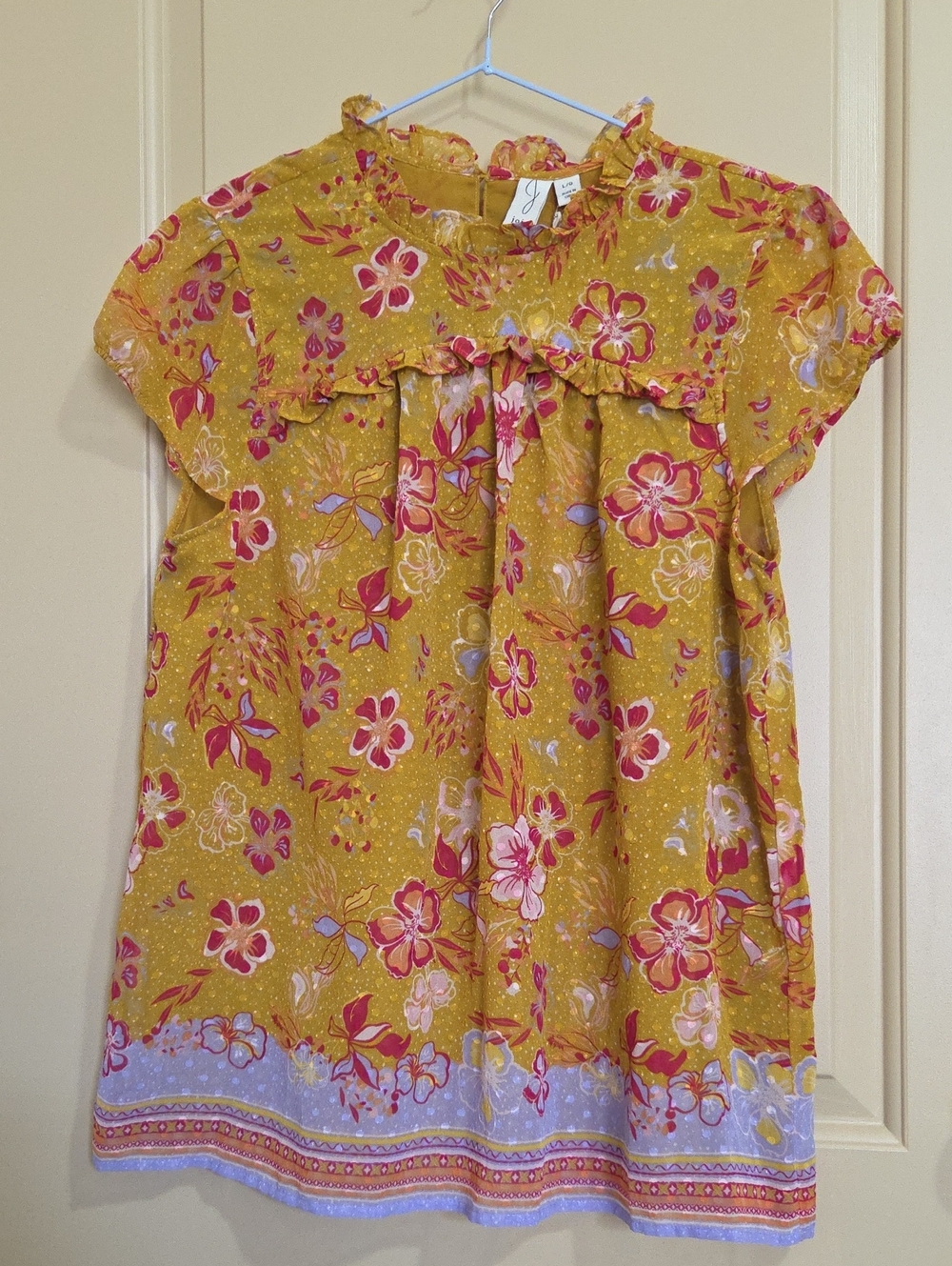 Joie Women Mustard Floral Ruffle Top